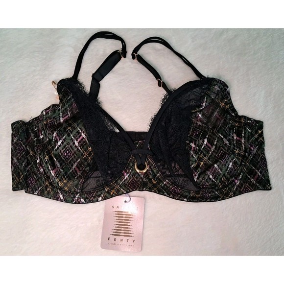 SAVAGE X FENTY Size 36D A Little Tart Unlined Bra That's Hella Plaid Black NWT - Picture 2 of 12